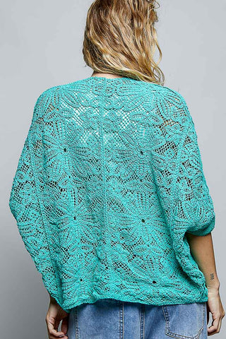 POL Clothing V-Neck Crochet Batwing Sleeve Cardigan Top-Shirt / Jacket-Pol Clothing-Stuffology - Where Vintage Meets Modern, A Boutique for Real Women in Crosbyton, TX