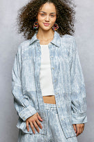 Blue Stripe Relaxed Fit Button-Down-Top-POL Clothing-Stuffology - Where Vintage Meets Modern, A Boutique for Real Women in Crosbyton, TX