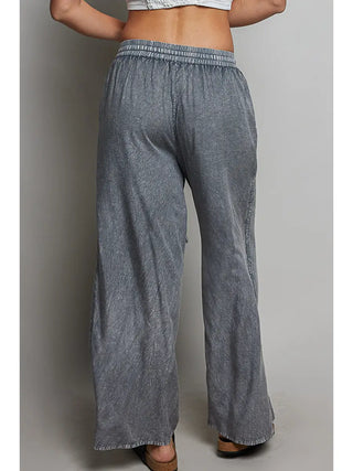 POL Vintage Washed Trim Tassel Wide Leg Pants-Pants-Pol Clothing-Stuffology - Where Vintage Meets Modern, A Boutique for Real Women in Crosbyton, TX