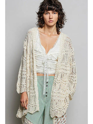 POL Clothing Crochet Weave Boho Cardigan-Cardigan-POL Clothing-Stuffology - Where Vintage Meets Modern, A Boutique for Real Women in Crosbyton, TX