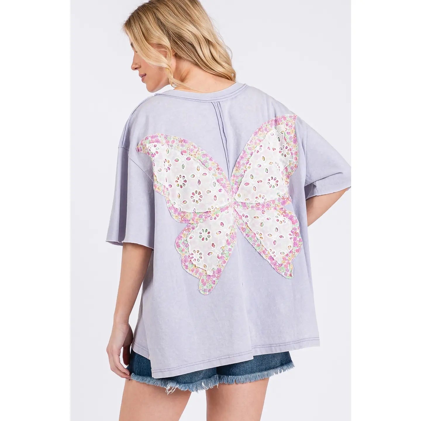 Butterfly Dreams Oversized Pocket Front T-Shirt-Oversized Top-Sage + Fig-Stuffology - Where Vintage Meets Modern, A Boutique for Real Women in Crosbyton, TX