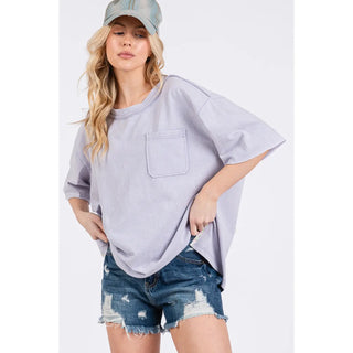 Butterfly Dreams Oversized Pocket Front T-Shirt-Oversized Top-Sage + Fig-Stuffology - Where Vintage Meets Modern, A Boutique for Real Women in Crosbyton, TX
