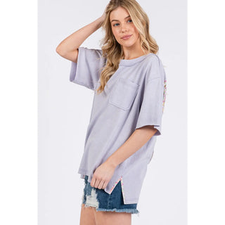 Butterfly Dreams Oversized Pocket Front T-Shirt-Oversized Top-Sage + Fig-Stuffology - Where Vintage Meets Modern, A Boutique for Real Women in Crosbyton, TX