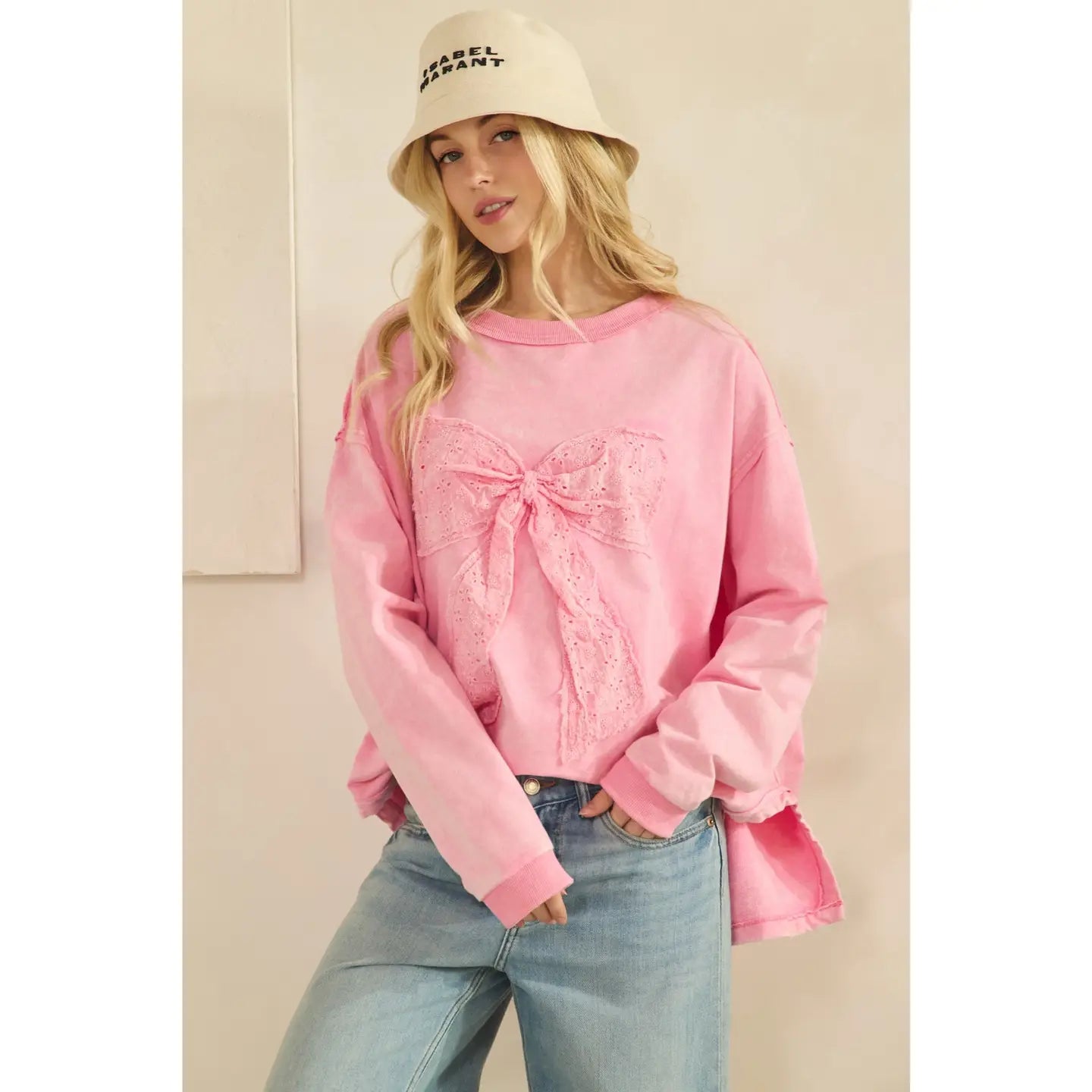 Whimsy Bow Sweatshirt-TOP-Sage + Fig-Stuffology - Where Vintage Meets Modern, A Boutique for Real Women in Crosbyton, TX