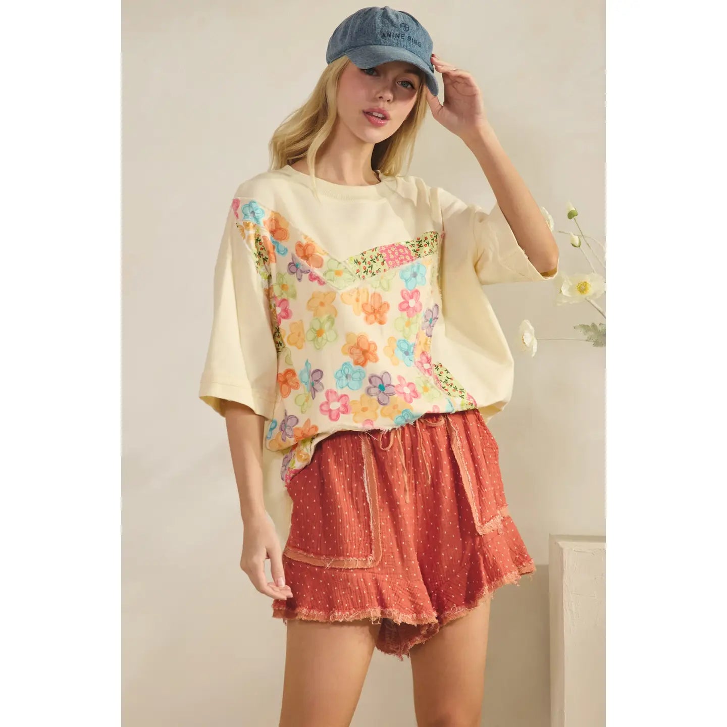 The Wildflower Way Patchwork Tee-Loose Fit Top-Sage + Fig-Stuffology - Where Vintage Meets Modern, A Boutique for Real Women in Crosbyton, TX