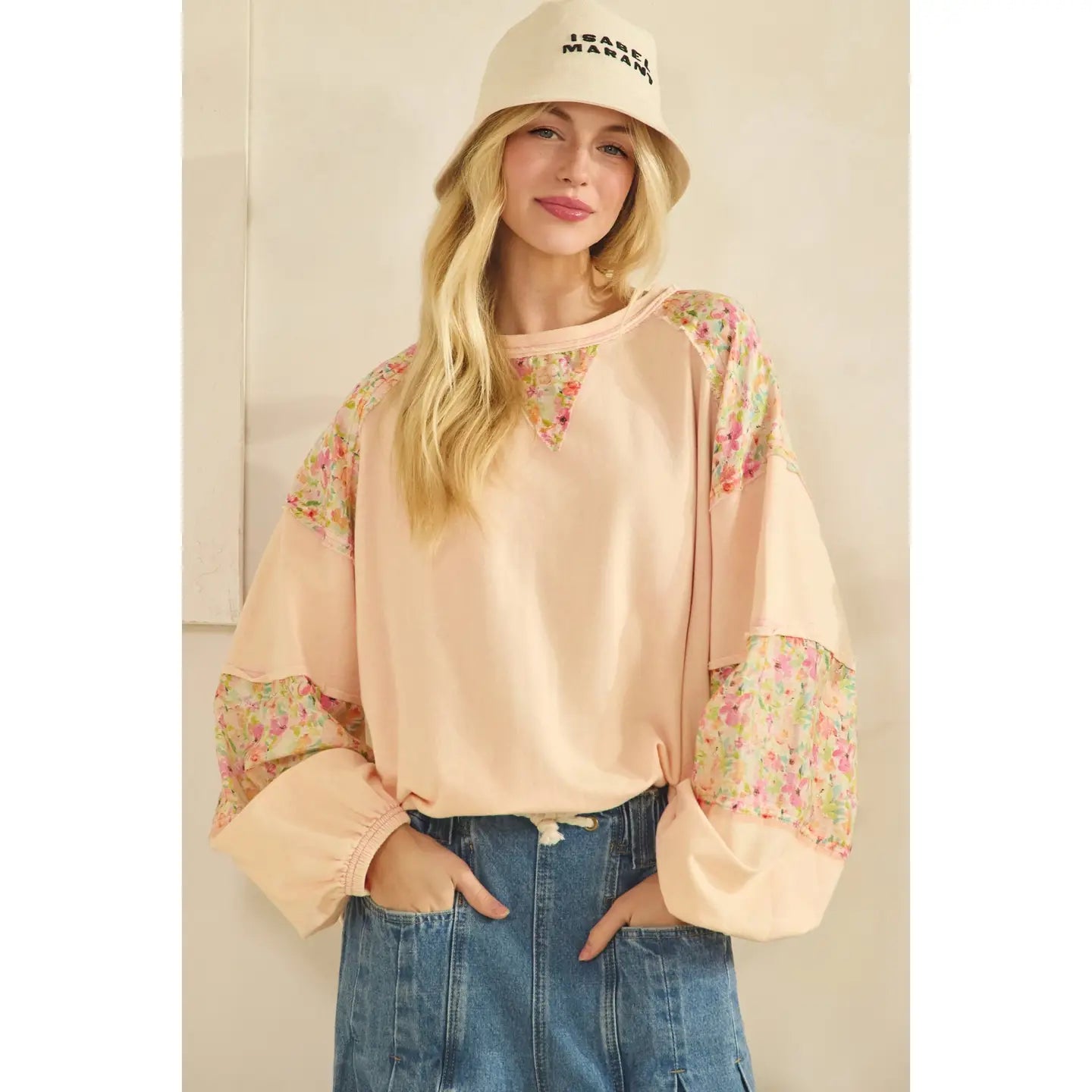 Long Sleeve Patchwork Sweatshirt-Top-Sage + Fig-Stuffology - Where Vintage Meets Modern, A Boutique for Real Women in Crosbyton, TX