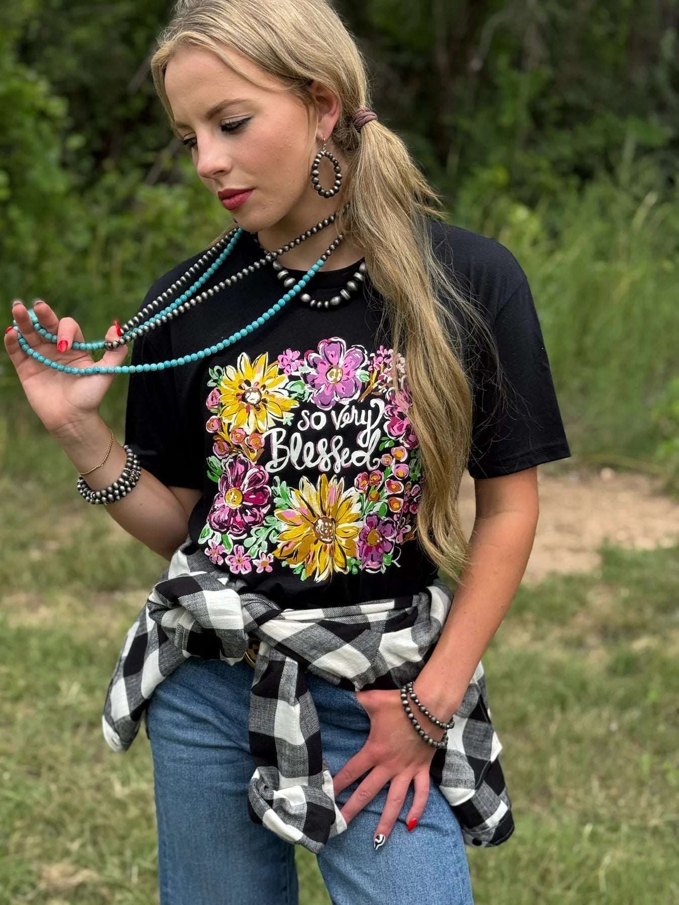So Very Blessed Graphic Tee-Graphic Tees-Stuffology Boutique -Stuffology - Where Vintage Meets Modern, A Boutique for Real Women in Crosbyton, TX