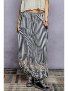 Navy Stripe Double Gauze Pants-Pants-POL Clothing-Stuffology - Where Vintage Meets Modern, A Boutique for Real Women in Crosbyton, TX