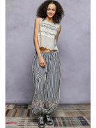 Navy Stripe Double Gauze Pants-Pants-POL Clothing-Stuffology - Where Vintage Meets Modern, A Boutique for Real Women in Crosbyton, TX