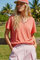 V-Neck Cotton Short Sleeve Top-Tees-Pol Clothing-Stuffology - Where Vintage Meets Modern, A Boutique for Real Women in Crosbyton, TX