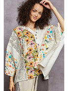 POL Clothing Oversize Thermal Crochet Patch Top – Ivory Floral-Top-POL Clothing-Stuffology - Where Vintage Meets Modern, A Boutique for Real Women in Crosbyton, TX