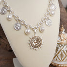 Boho Coin and Pearl Charms Statement Necklace – Gold and Silver Tone-PennyLine inc-Stuffology - Where Vintage Meets Modern, A Boutique for Real Women in Crosbyton, TX