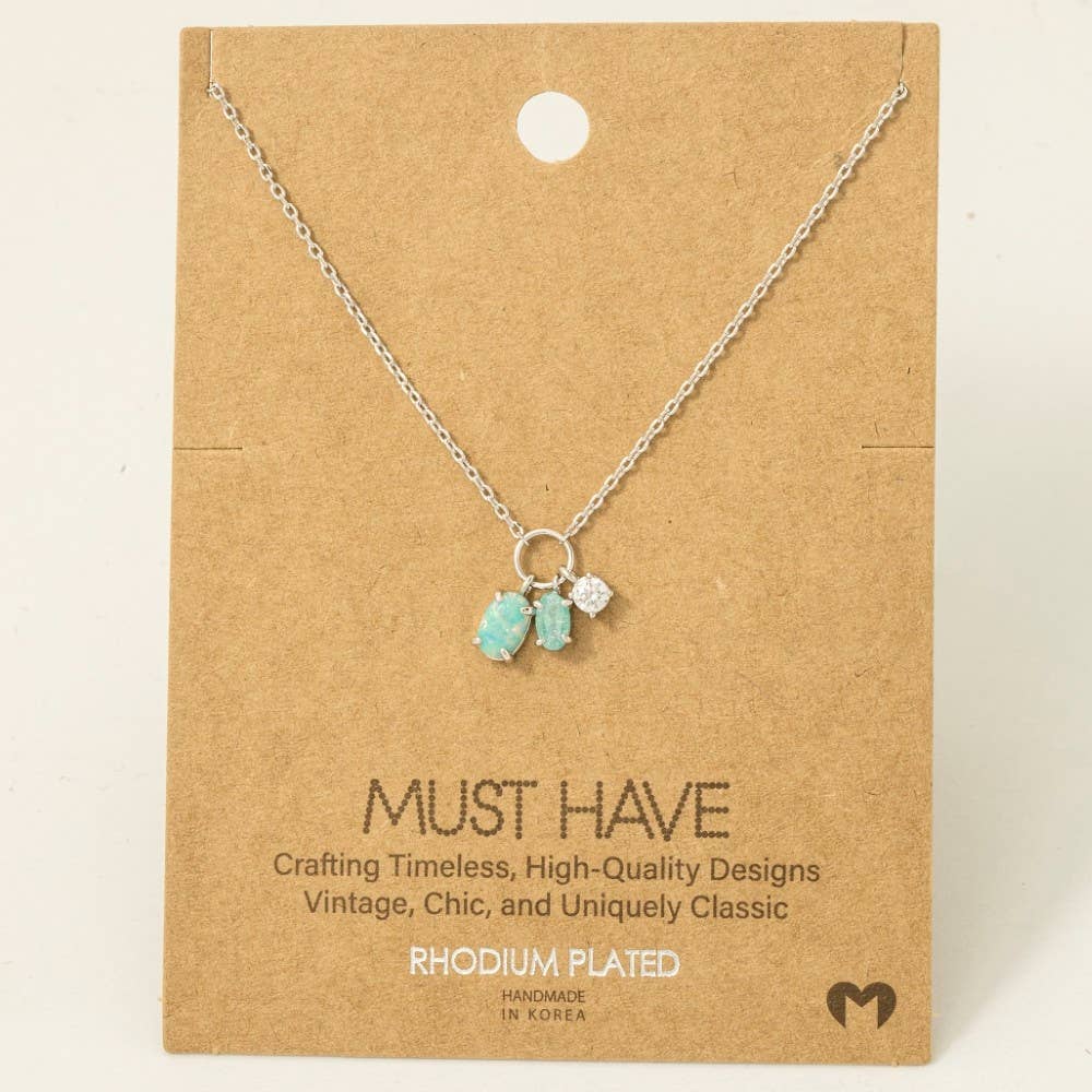 Dainty Opal Crystal Charm Necklace-Necklaces-The Looks by Fame Accessories-Stuffology - Where Vintage Meets Modern, A Boutique for Real Women in Crosbyton, TX
