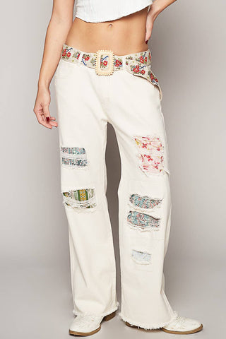 Floral pattern print square buckle belt-BELT-Pol Clothing-Stuffology - Where Vintage Meets Modern, A Boutique for Real Women in Crosbyton, TX