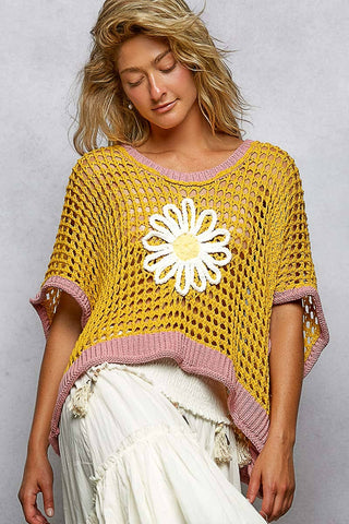 POL Clothing Round Neck Sleeveless Floral Open Crochet Sweater-Tops-Pol Clothing-Stuffology - Where Vintage Meets Modern, A Boutique for Real Women in Crosbyton, TX