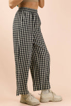 Elastic Waist Checkered Casual Pants-Pants-VERY J-Stuffology - Where Vintage Meets Modern, A Boutique for Real Women in Crosbyton, TX