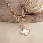 Luminous Cross – Mother of Pearl Charm Necklace-Necklaces-PennyLine inc-Stuffology - Where Vintage Meets Modern, A Boutique for Real Women in Crosbyton, TX