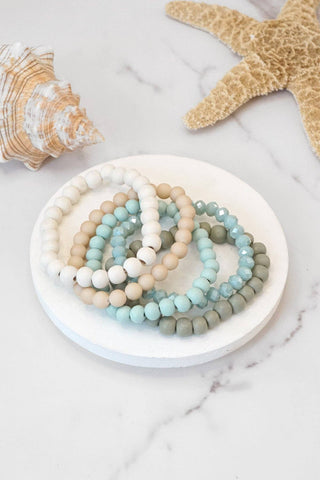 Wood glass basic bracelets stack beaded bracelet set-Bracelets-PennyLine inc-Stuffology - Where Vintage Meets Modern, A Boutique for Real Women in Crosbyton, TX