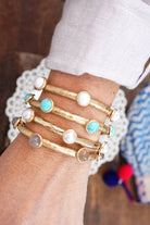 Jeweled Golden Bangle with semi precious stone dots-Bracelets-PennyLine inc-Stuffology - Where Vintage Meets Modern, A Boutique for Real Women in Crosbyton, TX