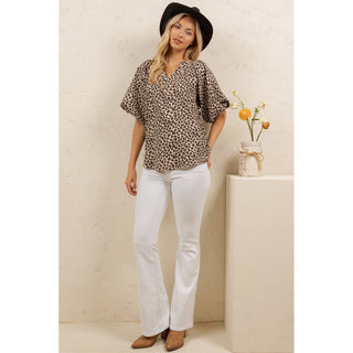 Wild Charm Leopard Blouse-Tops-Sage + Fig-Stuffology - Where Vintage Meets Modern, A Boutique for Real Women in Crosbyton, TX