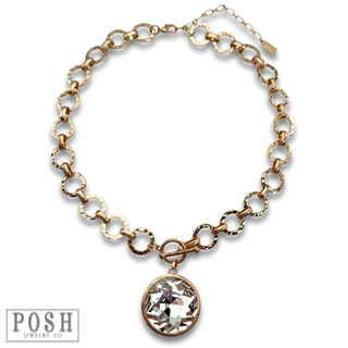 Chunky chain and round pendant necklace-Pink Panache Brands-Stuffology - Where Vintage Meets Modern, A Boutique for Real Women in Crosbyton, TX