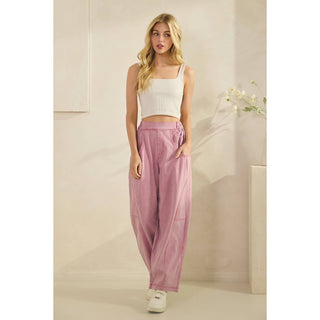 Acid Wash Wide Leg Pink Denim Pants-Pants-Sage + Fig-Stuffology - Where Vintage Meets Modern, A Boutique for Real Women in Crosbyton, TX
