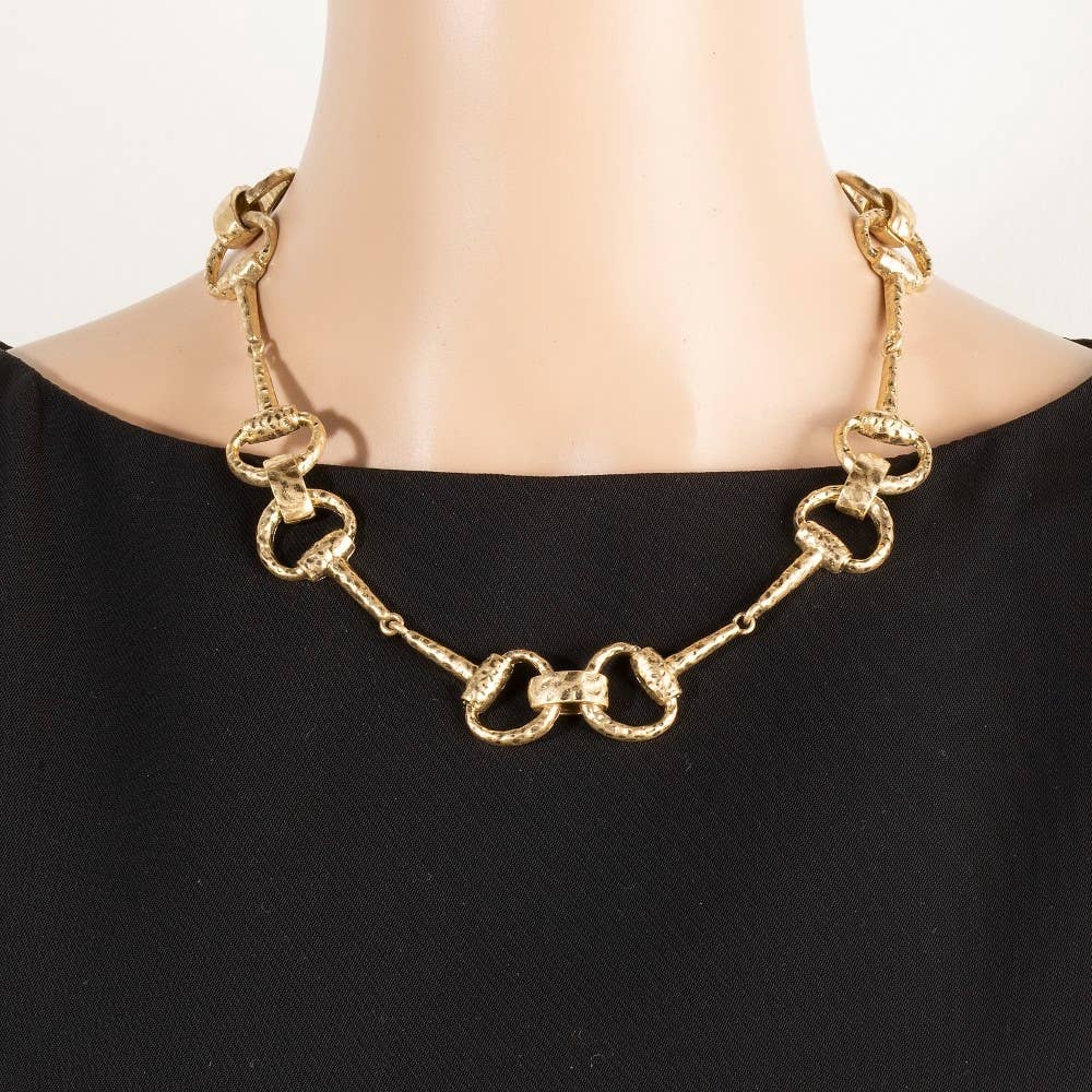 Hammered Equestrian Bit Link Necklace Set-The Looks by Fame Accessories-Stuffology - Where Vintage Meets Modern, A Boutique for Real Women in Crosbyton, TX