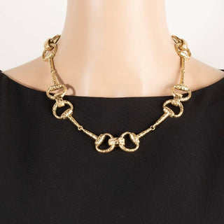 Hammered Equestrian Bit Link Necklace Set-Necklaces-The Looks by Fame Accessories-Stuffology - Where Vintage Meets Modern, A Boutique for Real Women in Crosbyton, TX