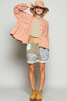 Oversize button down lace pattern casual shacket top-Pol Clothing-Stuffology - Where Vintage Meets Modern, A Boutique for Real Women in Crosbyton, TX