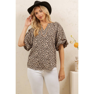 Wild Charm Leopard Blouse-Tops-Sage + Fig-Stuffology - Where Vintage Meets Modern, A Boutique for Real Women in Crosbyton, TX