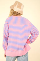 Stripe Comfy Casual Oversized Knit Top /Stuffology Boutique-SWEATSHIRT-VERY J-Stuffology - Where Vintage Meets Modern, A Boutique for Real Women in Crosbyton, TX