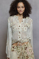 Cream Vintage Washed Floral Print Hoodie Jacket-Jackets-Pol Clothing-Stuffology - Where Vintage Meets Modern, A Boutique for Real Women in Crosbyton, TX