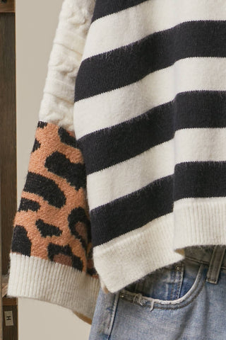 Bold Stripe and Leopard Cardigan-Cardigan-Mello.-Stuffology - Where Vintage Meets Modern, A Boutique for Real Women in Crosbyton, TX