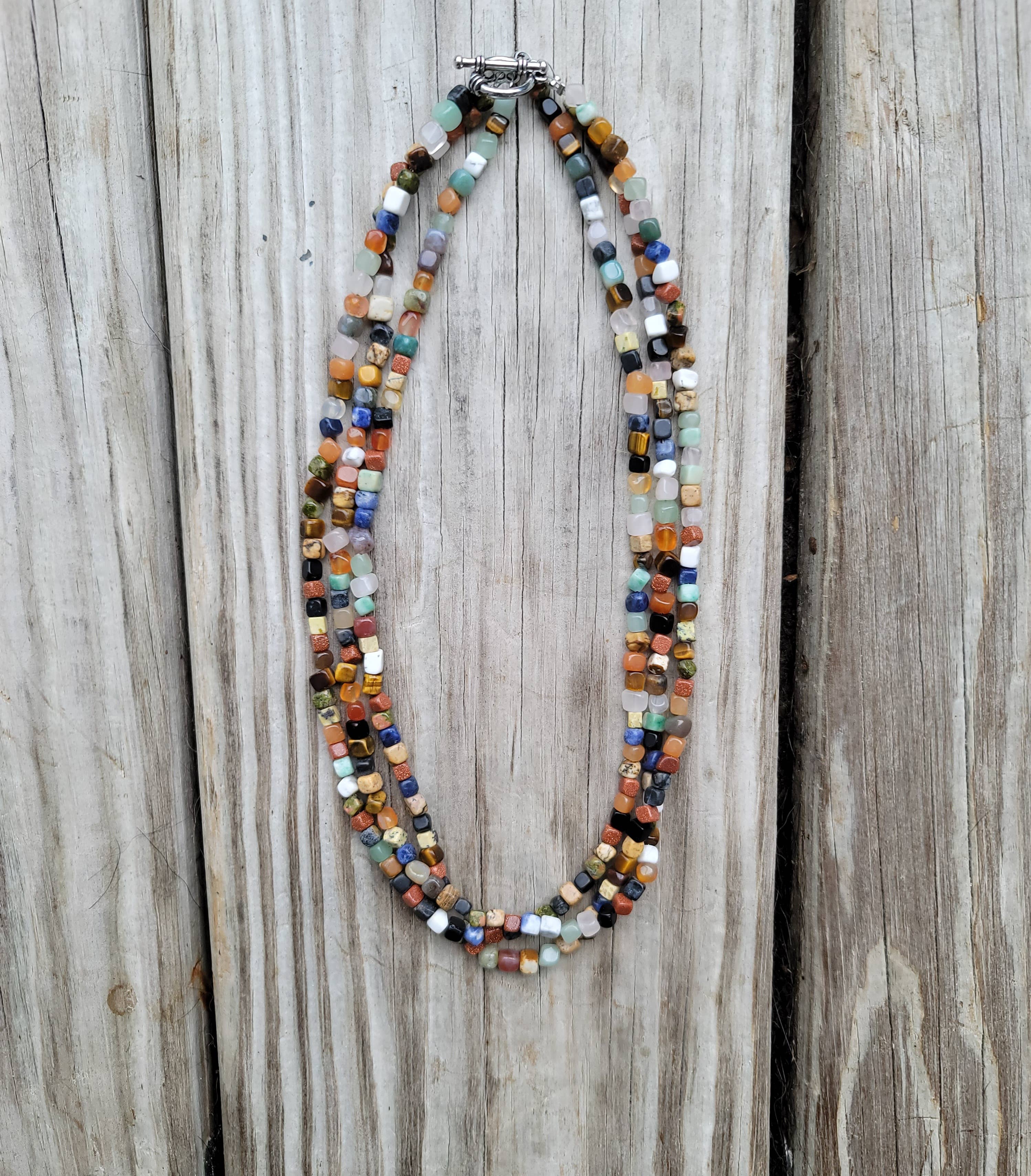 Natural gemstones 3 strand choker Native Southwest handmade-Horse Spirit Studio-Stuffology - Where Vintage Meets Modern, A Boutique for Real Women in Crosbyton, TX