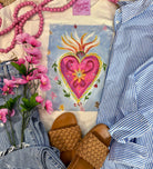 Floral Sacred Heart-Graphic Tees-Branded Cotton-Stuffology - Where Vintage Meets Modern, A Boutique for Real Women in Crosbyton, TX