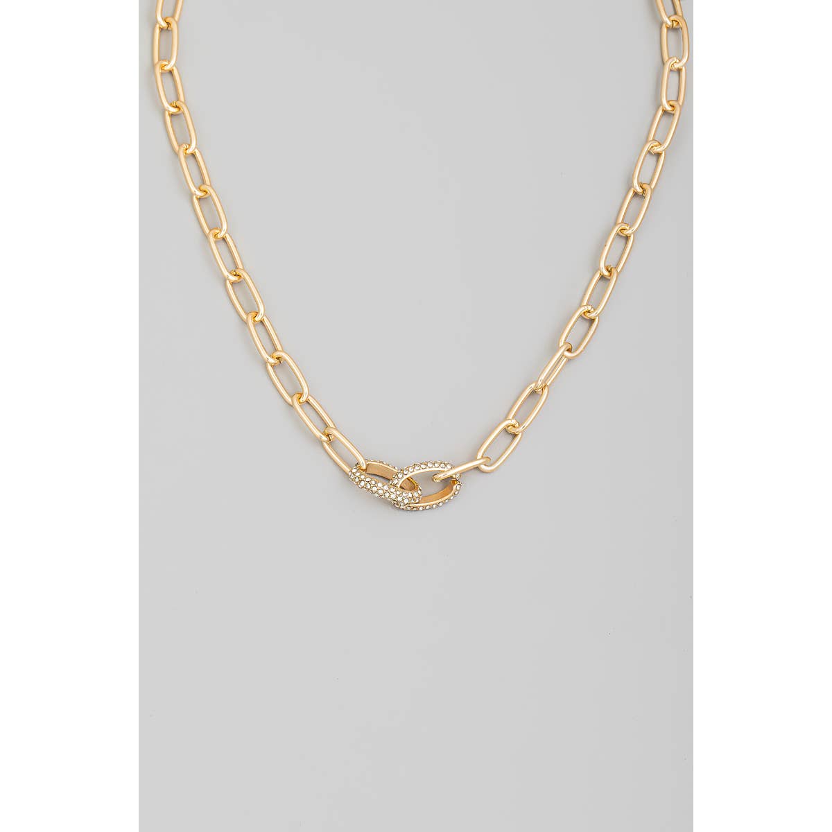 Gold Pave Chain Link Necklace | Stuffology Boutique-Necklaces-The Looks by Fame Accessories-Stuffology - Where Vintage Meets Modern, A Boutique for Real Women in Crosbyton, TX