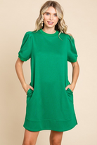 Kelly Green Textured Dress with Pockets / Stuffology Boutique-Dresses-Jodifl-Stuffology - Where Vintage Meets Modern, A Boutique for Real Women in Crosbyton, TX