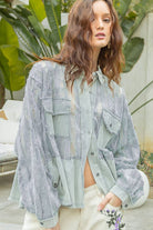 Oversize button down lace pattern casual shacket top-Pol Clothing-Stuffology - Where Vintage Meets Modern, A Boutique for Real Women in Crosbyton, TX