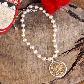 Coin Chunky Ball Chain Statement Necklace – Gold and Silver Tone-Necklaces-PennyLine inc-Stuffology - Where Vintage Meets Modern, A Boutique for Real Women in Crosbyton, TX