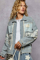 Long sleeve textured woven lace patchwork jacket-Pol Clothing-Stuffology - Where Vintage Meets Modern, A Boutique for Real Women in Crosbyton, TX
