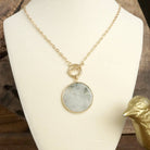 Semi-Precious Disc Pendant Front Toggle Chain Necklace-Necklaces-PennyLine inc-Stuffology - Where Vintage Meets Modern, A Boutique for Real Women in Crosbyton, TX