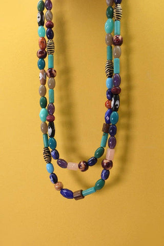 MULTI BEADED DOUBLE LAYER NECKLACE-Necklaces-JOSSLYN by wall to wall-Stuffology - Where Vintage Meets Modern, A Boutique for Real Women in Crosbyton, TX