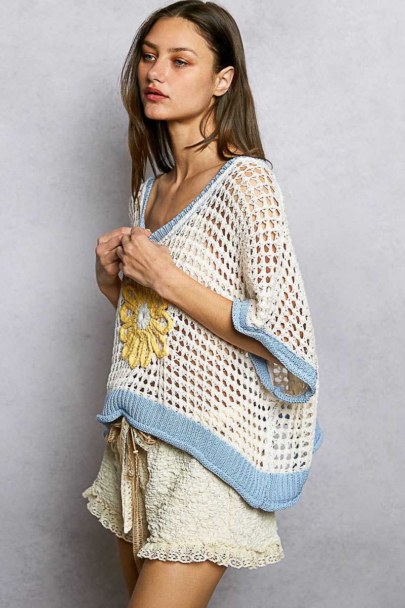 POL Clothing Round Neck Sleeveless Floral Open Crochet Sweater-Sweater Vest-Pol Clothing-Stuffology - Where Vintage Meets Modern, A Boutique for Real Women in Crosbyton, TX