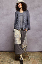 Long Sleeve Contrast Floral Lace Crochet V-Neck Top-Pol Clothing-Stuffology - Where Vintage Meets Modern, A Boutique for Real Women in Crosbyton, TX