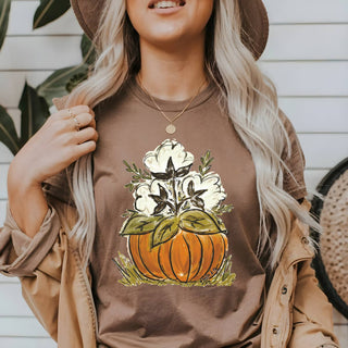 Cotton Pumpkin Graphic Tee-Graphic Tees-Baxter & Me-Stuffology - Where Vintage Meets Modern, A Boutique for Real Women in Crosbyton, TX