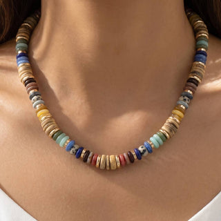 Wood And Stone Disc Bead Statement Necklace-Anarchy Street-Stuffology - Where Vintage Meets Modern, A Boutique for Real Women in Crosbyton, TX