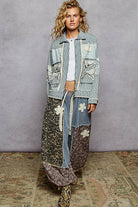 Long sleeve textured woven lace patchwork jacket-Pol Clothing-Stuffology - Where Vintage Meets Modern, A Boutique for Real Women in Crosbyton, TX