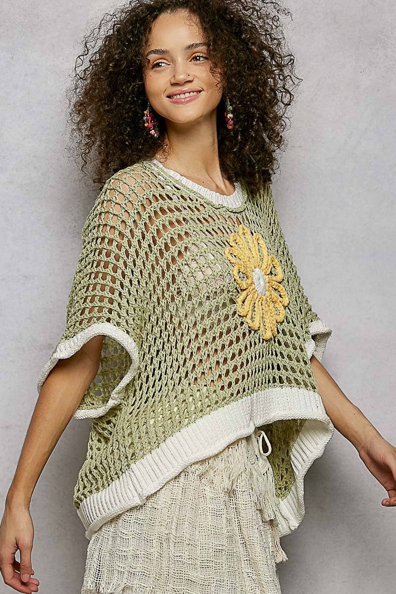 POL Clothing Round Neck Sleeveless Floral Open Crochet Sweater-Sweater Vest-Pol Clothing-Stuffology - Where Vintage Meets Modern, A Boutique for Real Women in Crosbyton, TX