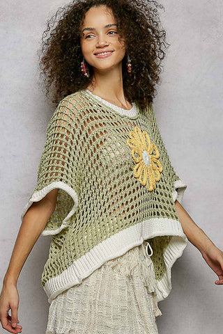 POL Clothing Round Neck Sleeveless Floral Open Crochet Sweater-Tops-Pol Clothing-Stuffology - Where Vintage Meets Modern, A Boutique for Real Women in Crosbyton, TX