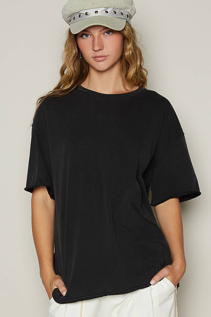 POL Clothing Vintage Washed Round Neck Short Sleeve Basic Solid Top / Tee-TOP-Pol Clothing-Stuffology - Where Vintage Meets Modern, A Boutique for Real Women in Crosbyton, TX